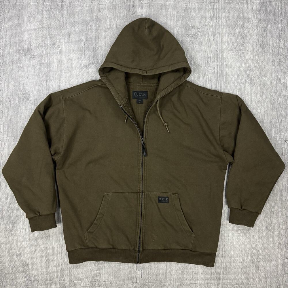 CCF Filson Hoodie Zip Jacket Brown Waffle Knit Lined Mens Sz XL Limited Edition